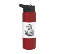 Funny T Rex Victorian Tuxedo Tea Party Dinosaur Graphic Stainless Steel Insulated Water Bottle