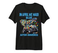 Funny T Rex with Puzzle Autistic Autism Awareness Men Boys Premium T-Shirt