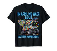 Funny T Rex with Puzzle Autistic Autism Awareness Men Boys T-Shirt