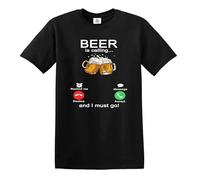 Funny T-Shirts Beer is Calling me Funny Party Tshirt Novelty Men's Tee (Black, 4XL)