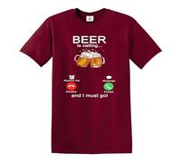 Funny T-Shirts Beer is Calling me Funny Party Tshirt Novelty Men's Tee (Maroon, M)