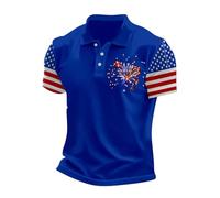 Funny T Shirts for Men Adult Humor Vintage American Flag Graphic Printed Pattern Polo Shirt Slim Fit Golf Tennis T Shirts Short Sleeve 4th of July Star Stripes Turn Down Collared Top Blue
