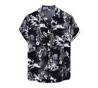 Funny T Shirts for Men, Mens Funky Hawaiian Shirt Short Sleeve Flower/Pineapple/Bird Print Button Down Beach Shirts Y2K Hoodie Mens Long Sleeve Christmas