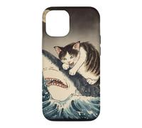 Funny Tabby Cat Hunting Shark With Full Moon Ocean Art Case for iPhone 12/12 Pro