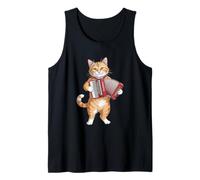 Funny Tabby Cat Playing Accordion Humorous Vintage Tank Top