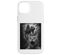 Funny Tabby Cat Selfie Spinosaurus Chase Black and White Case for iPhone 14 Plus