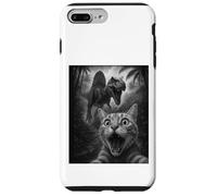 Funny Tabby Cat Selfie Spinosaurus Chase Black and White Case for iPhone 7 Plus/8 Plus