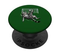 Funny Tabby Cat Soccer Bicycle Kick Goal Scorer Sports Fans PopSockets Adhesive PopGrip