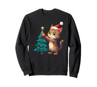 Funny Tabby Kitty Christmas Santa Hat Cat Lover Xmas Tree Sweatshirt