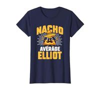 Funny Taco Personalized Name Nacho Average Elliot T-Shirt, Women, Navy Blue, X-Large