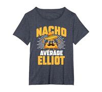 Funny Taco Personalized Name Nacho Average Elliot T-Shirt, Women's Plus, Heather Blue, 3X