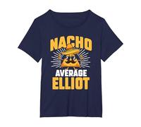 Funny Taco Personalized Name Nacho Average Elliot T-Shirt, Women's Plus, Navy Blue, 5X