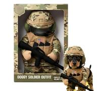 Funny Tactical Soldier Pet Costume, Front-Facing Military Uniform for Dogs & Cats, Tactical Dog Harness with Hat, Halloween Christmas Party Cosplay, Camouflage, Small Medium，1pc