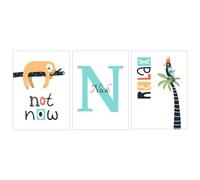 Funny Take It Easy Personalised Set Of 3 Prints - Size A4 - Any Name Unframed Girls Or Boys Nursery Wall Art