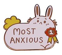 Funny Talent Most Anxious Brooch Funny Bunny Rabbit Enamel Lapel Pin Animal Anxiety Badge Hat Backpack Clothes Jewelry Accessory Gift