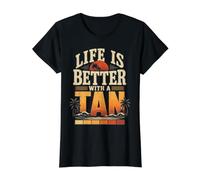 Funny Tanning Life is Better with A Tan Self Spray Beauty Value Graphic T-Shirt, Women, Black, M