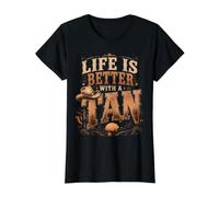Funny Tanning Life is Better with A Tan Self Spray Beauty Value Graphic T-Shirt, Women, Black, M