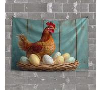 Funny Tapestry A Chicken Sits On A Nest of Colorful Eggs Tapestry Funny House Decor Coquette Room Decor(100X150CM)