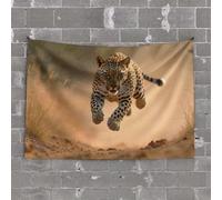 Funny Tapestry A Leopard is Running in The Wild Tapestry Funny House Decor Coquette Room Decor(100X150CM)