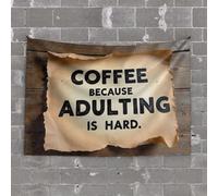 Funny Tapestry Coffee Because Adulting Is Hard. Tapestry Funny Decor For Bar Tapestry With Words(75X100CM)