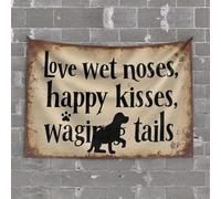 Funny Tapestry Love for Wet Noses, Happy Kisses, Wagging Tails Tapestry Funny Home Decor Wall Tapestry College(100X150CM)