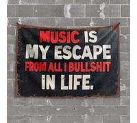 Funny Tapestry Music Is My Escape From All I Bullshit In Life. Tapestry Funny Decor For Bar Men Cave Decor(75X100CM)