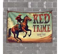Funny Tapestry Red Trime: A Wild West Adventure Tapestry Funny Decor For Bar Men Cave Decor(100X150CM)