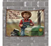 Funny Tapestry Some Boys Are Just Born With Tractors In Their Souls. Tapestry Funny Decor For Bar Men Cave Decor(75X100CM)