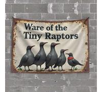 Funny Tapestry Tiny Raptors Warning: A Flock of Feathered Friends Tapestry Decore for Room Tapestry for Bedroom(100X150CM)