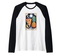 Funny Tarot Card Ham Pineapple Pizza Joke Raglan Baseball Tee