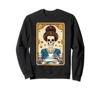 Funny Tarot Card The Cat Lady Skeleton Cats Coffee Cup Sweatshirt
