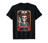 Funny Tarot Card The Nurse Gothic Skeleton Registered Nurse T-Shirt