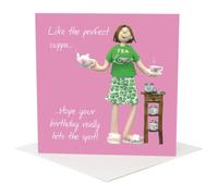 Funny tea drinker birthday card for her - Like the Perfect Cuppa - Erica Sturla - blank inside - made in the UK