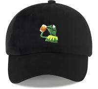 Funny Tea Frog Embroidered Baseball Cap, Cotton Dad Adjustable Casual Sun Trucker Hat (UK, Alpha, One Size, Black)