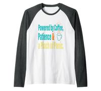 Funny Teacher Coffee Chaos Powered By Patience Humor Raglan Baseball Tee