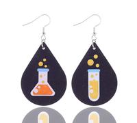 Funny Teacher Leather Earrings for Women Teardrop Dangle Earrings Back to School Earrings Chemistry Math Earrings Jewelry for Teachers, Leather, No Gemstone
