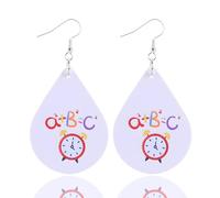 Funny Teacher Leather Earrings for Women Teardrop Dangle Earrings Back to School Earrings Chemistry Math Earrings Jewelry for Teachers, Leather, No Gemstone