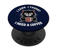 Funny Teacher Life Back to School Loves Cat Coffee Lovers PopSockets Adhesive PopGrip