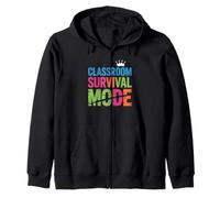 Funny Teacher Life Classroom Survival Mode Zip Hoodie