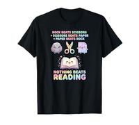 Funny Teacher Nothing Beat Reading Book Rock Paper Scissors T-Shirt