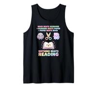Funny Teacher Nothing Beat Reading Book Rock Paper Scissors Tank Top