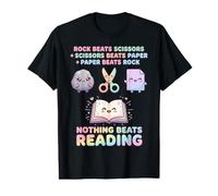 Funny Teacher Nothing Beat Reading Book Rock Paper Scissors Value Graphic T-Shirt