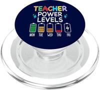 Funny Teacher Power Levels Throughout the week PopSockets PopGrip for MagSafe