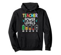 Funny Teacher Power Levels Throughout the week Pullover Hoodie