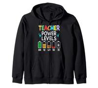 Funny Teacher Power Levels Throughout the week Zip Hoodie