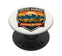 Funny Teacher Recess Ranger Retro Park Badge Patch PopSockets Adhesive PopGrip