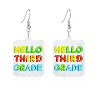 Funny Teacher Student Dangle Earrings First Day of School Earrings with Colorful Tassel Back to School Earrings for Women Teacher Appreciation Jewelry, M, Zinc Wood, No Gemstone