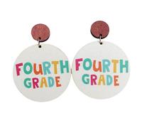 Funny Teacher's Day Earrings Wooden Back to School Drop Dangle Earring for Students Teacher Appreciation Jewelry, Wood, no gem