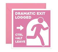 Funny Tech Leaving Card - Dramatic Exit Logged Computer Icon - Humorous Work Design for Colleague Friend Geek Office Coworker Buddy Him Her Women Men -Farewell -Comes with Stickers
