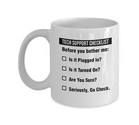 Funny Tech Support Checklist Helpdesk Hotline Coffee & Tea Gift Mug, Gifts for Men & Women Technical Support Engineer, Computer Geek or Nerd and Help Desk (11oz)